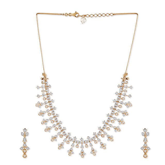 Tanishq 18 KT Budding Harmony Necklace Set for Women 