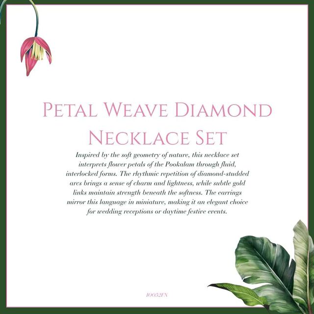 Tanishq 18KT Petal Weave Diamond Necklace Set for Women 6