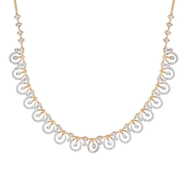 Tanishq 18KT Petal Weave Diamond Necklace Set for Women 2