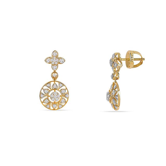 Tanishq 18KT Ixora Bloom Earrings for Women 2