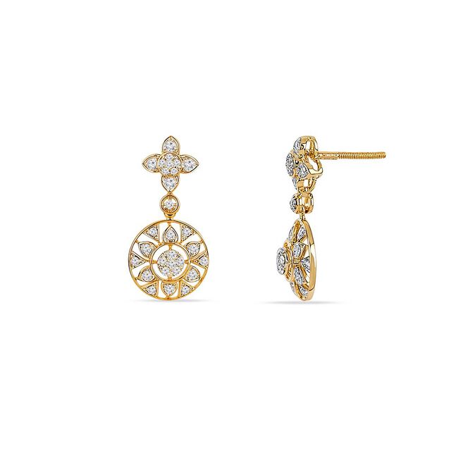 Tanishq 18KT Ixora Bloom Earrings for Women 4