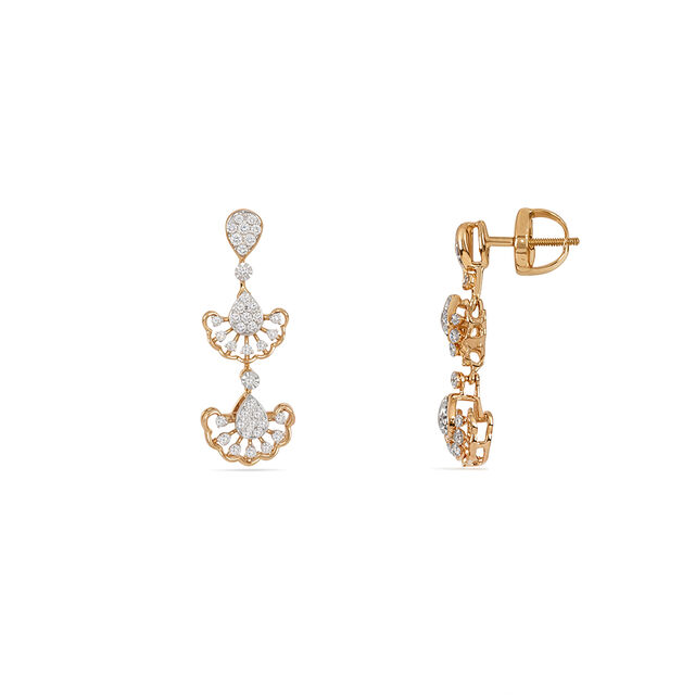 Tanishq 18KT Marigold Cascade Diamond Earrings for Women 2