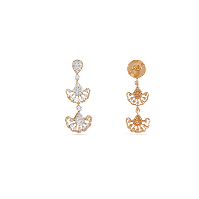 Tanishq 18KT Marigold Cascade Diamond Earrings for Women 3
