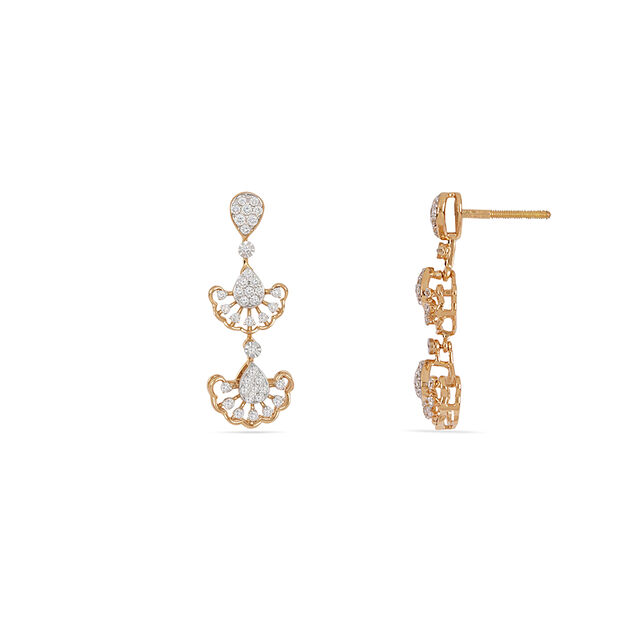 Tanishq 18KT Marigold Cascade Diamond Earrings for Women 4