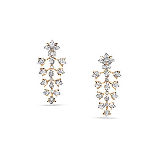 Tanishq 18KT Cascading Blossom Earrings for Women 
