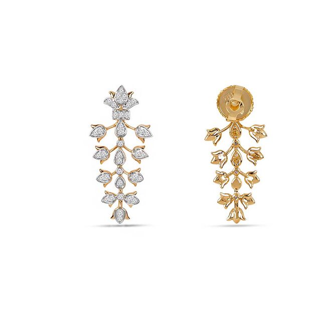 Tanishq 18KT Cascading Blossom Earrings for Women 4
