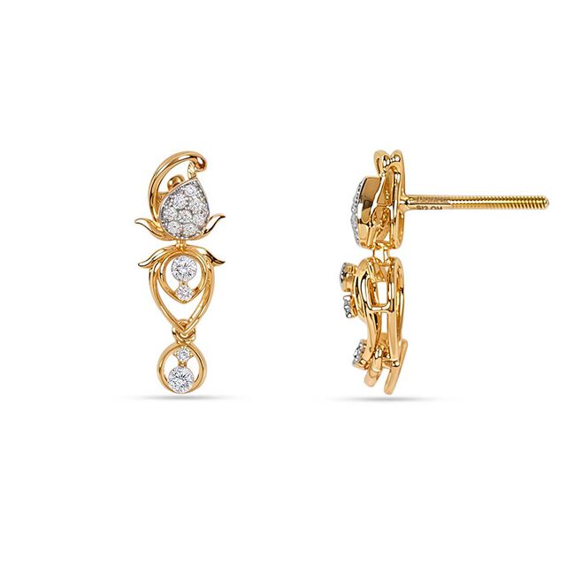 Tanishq 18KT Crescent Mango Mala Earrings for Women 2