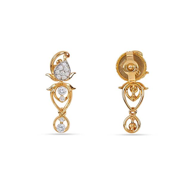 Tanishq 18KT Crescent Mango Mala Earrings for Women 4