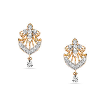 Tanishq 18KT Palakka Halo Drop Earrings for Women