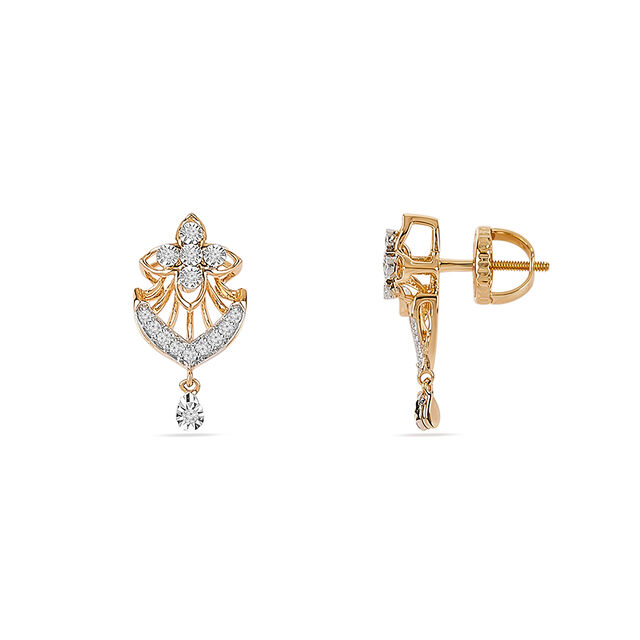 Tanishq 18KT Palakka Halo Drop Earrings for Women 2