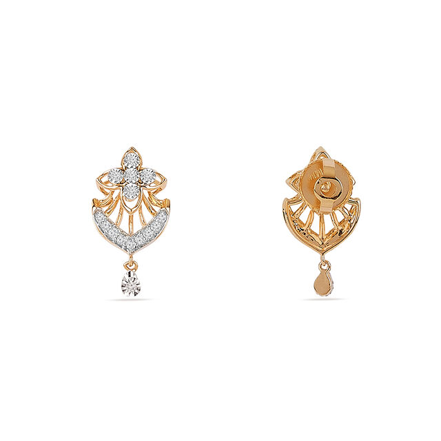 Tanishq 18KT Palakka Halo Drop Earrings for Women 3