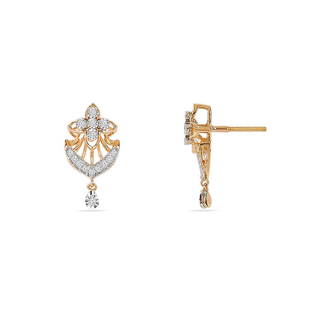 Tanishq 18KT Palakka Halo Drop Earrings for Women 4