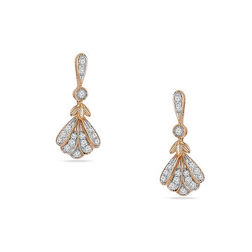 Tanishq 18KT Fanned Blossom Drop Diamond Earrings for Women