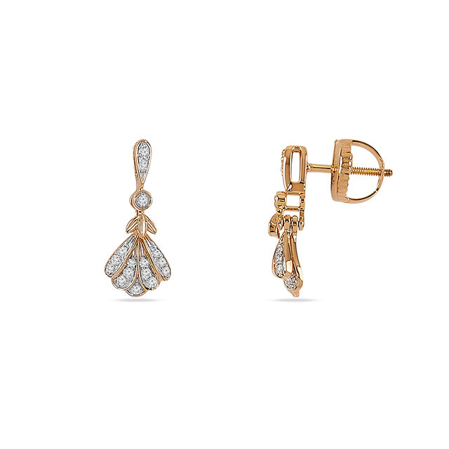 Tanishq 18KT Fanned Blossom Drop Diamond Earrings for Women 2