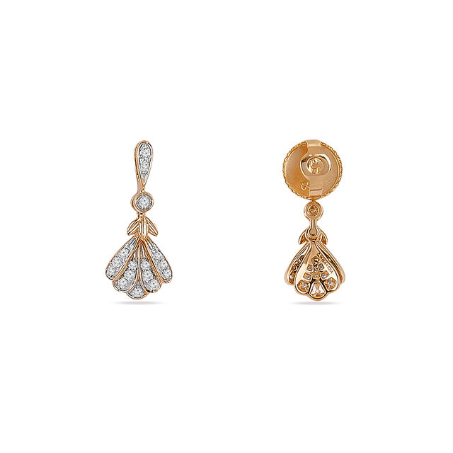 Tanishq 18KT Fanned Blossom Drop Diamond Earrings for Women 3