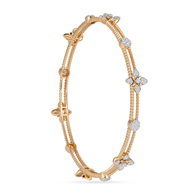Tanishq 18KT Chethi Cluster Gold Bangles for Women 2