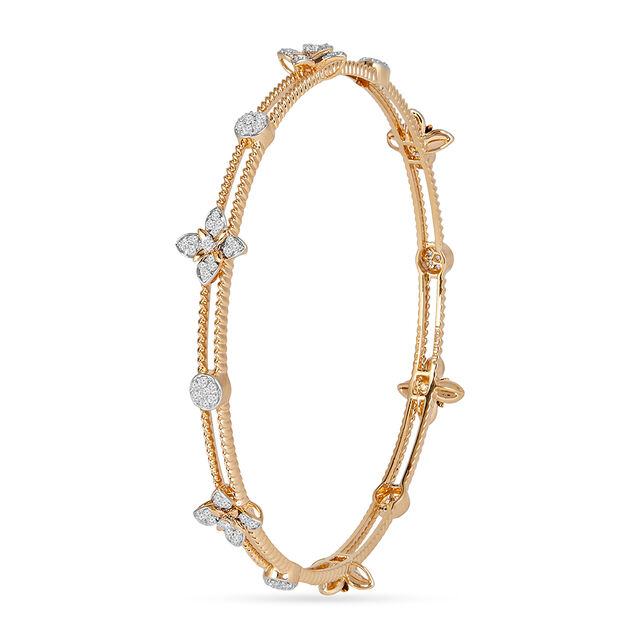 Tanishq 18KT Chethi Cluster Gold Bangles for Women 3