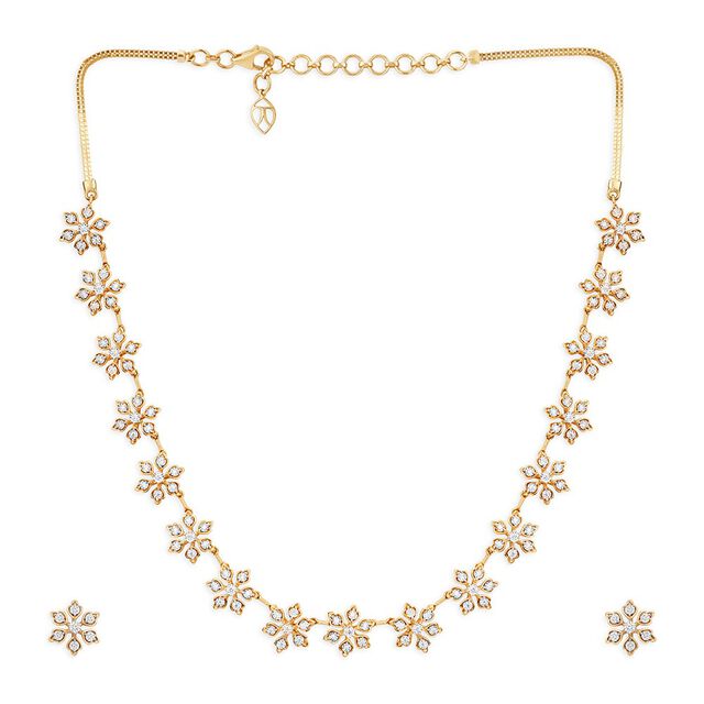 Tanishq 18KT Golden Blossom Necklace for Women 