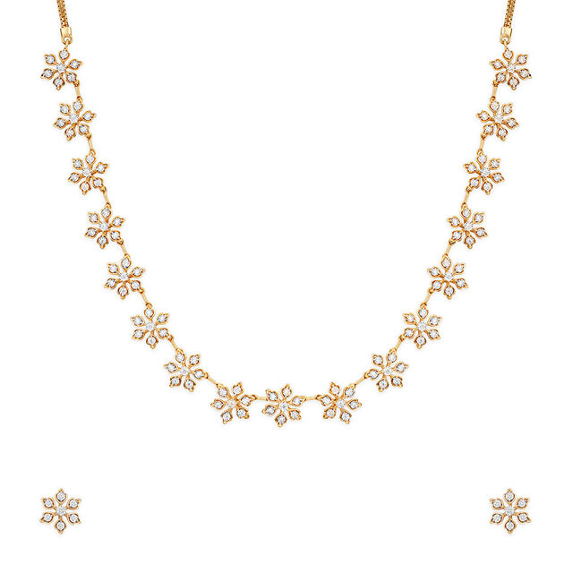 Tanishq 18KT Golden Blossom Necklace for Women 2