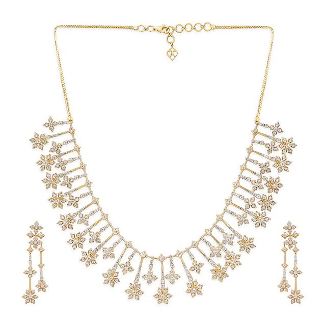 Tanishq 18KT Starfall Necklace Set for Women 