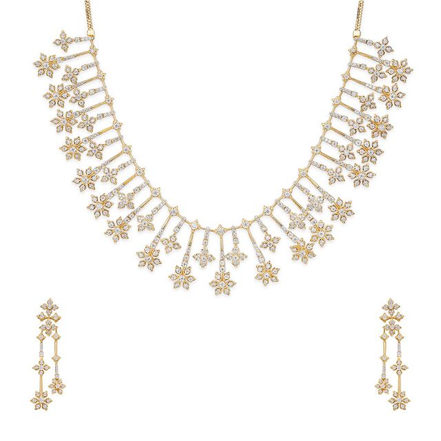 Tanishq 18KT Starfall Necklace Set for Women 2