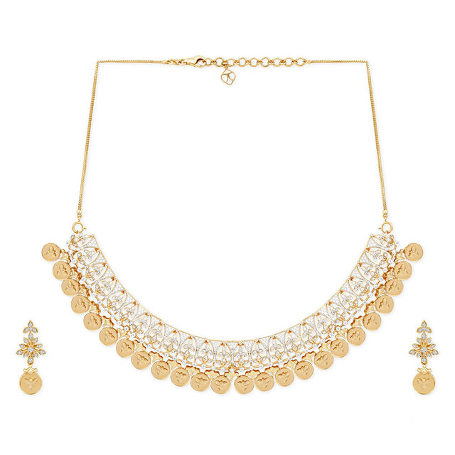 Tanishq 18KT Kasu Prarthana Necklace Set 