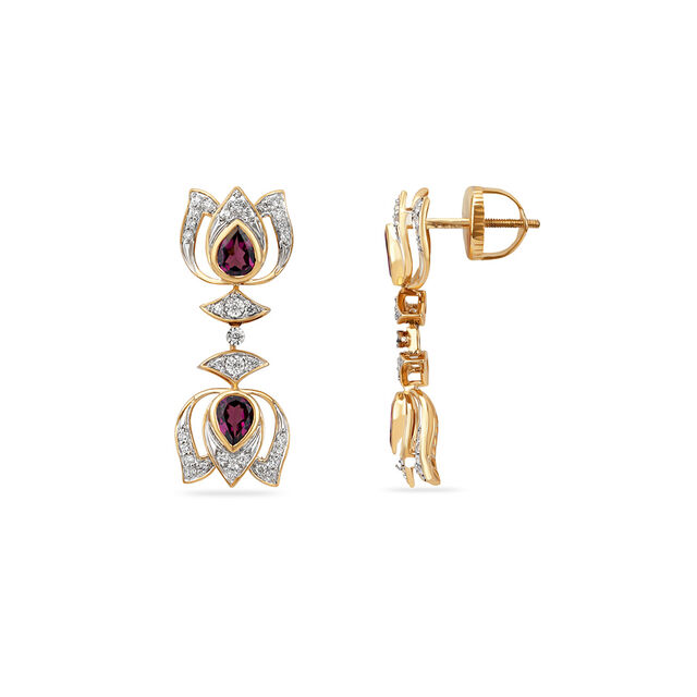Tanishq 18KT Inverted Lotus Radiance Necklace Set for Women 5