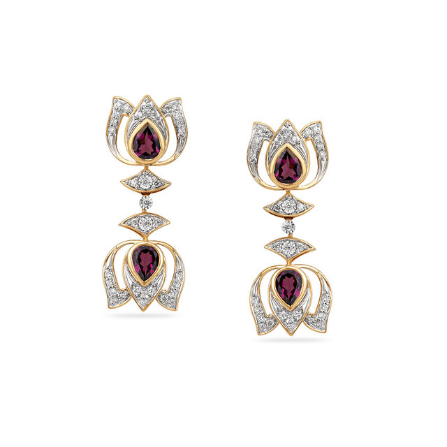 Tanishq 18KT Inverted Lotus Radiance Necklace Set for Women 4