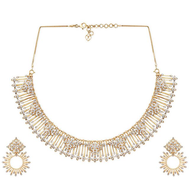 Tanishq 18KT Striped Geometry Modular Necklace Set 2