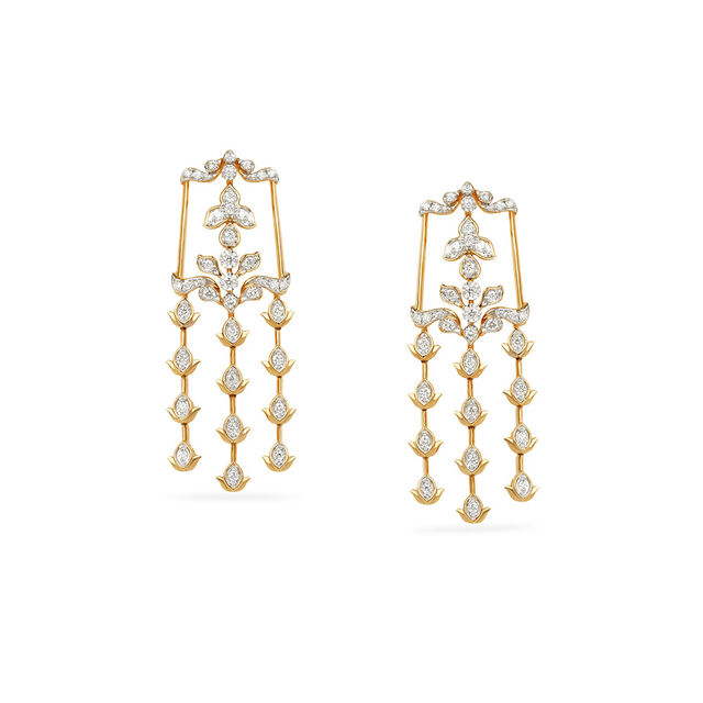 Tanishq 18KT Floral Panel Necklace Set for Women 3