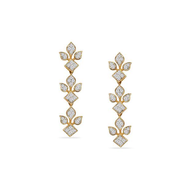Tanishq 18KT Thumba Cascade Drop Earrings for Women 