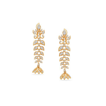 Tanishq 18KT Fishtail Bloom Drops for Women