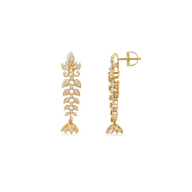 Tanishq 18KT Fishtail Bloom Drops for Women 2