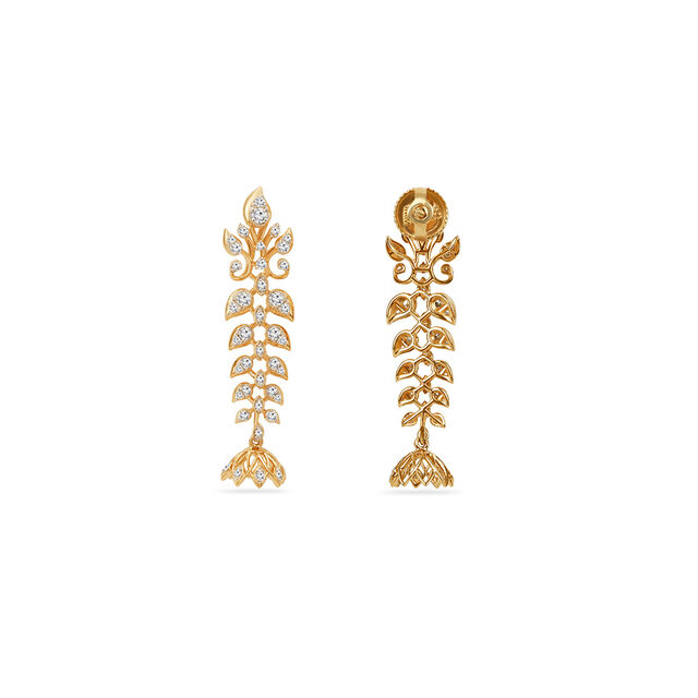 Tanishq 18KT Fishtail Bloom Drops for Women 3
