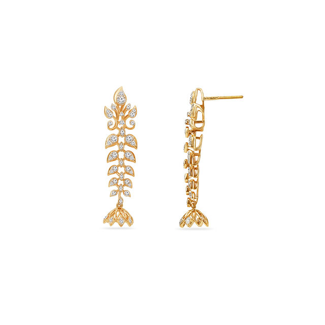 Tanishq 18KT Fishtail Bloom Drops for Women 4