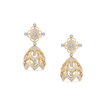 Tanishq 18KT Bloomfall Jhumkas for Women