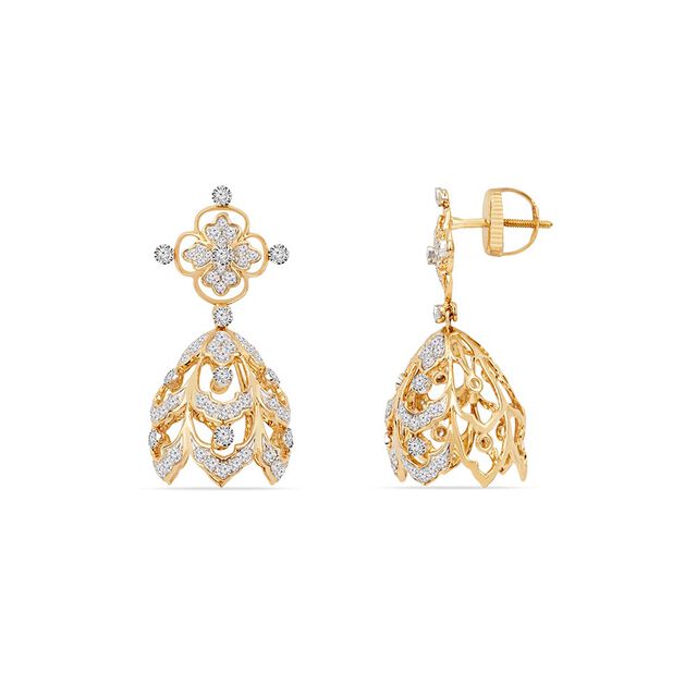 Tanishq 18KT Bloomfall Jhumkas for Women 2