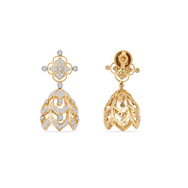 Tanishq 18KT Bloomfall Jhumkas for Women 3