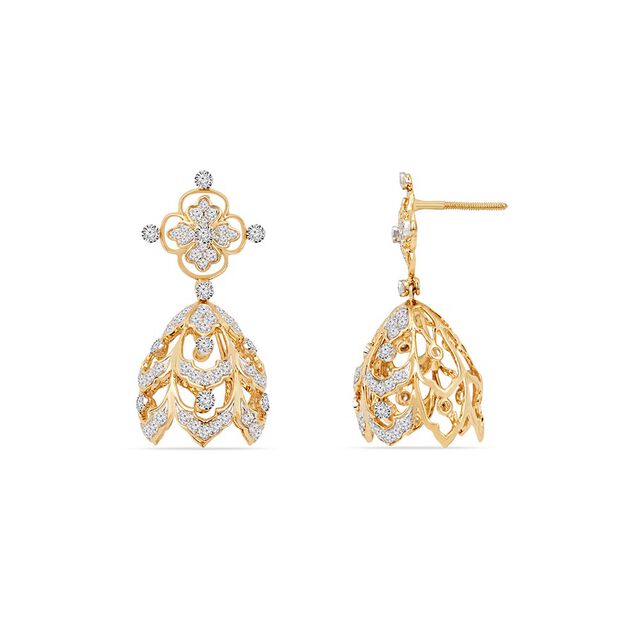 Tanishq 18KT Bloomfall Jhumkas for Women 4