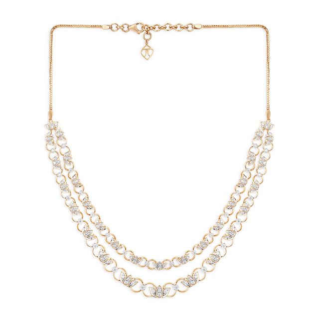 Tanishq 18KT Lotus Border Cascade Set for Women 