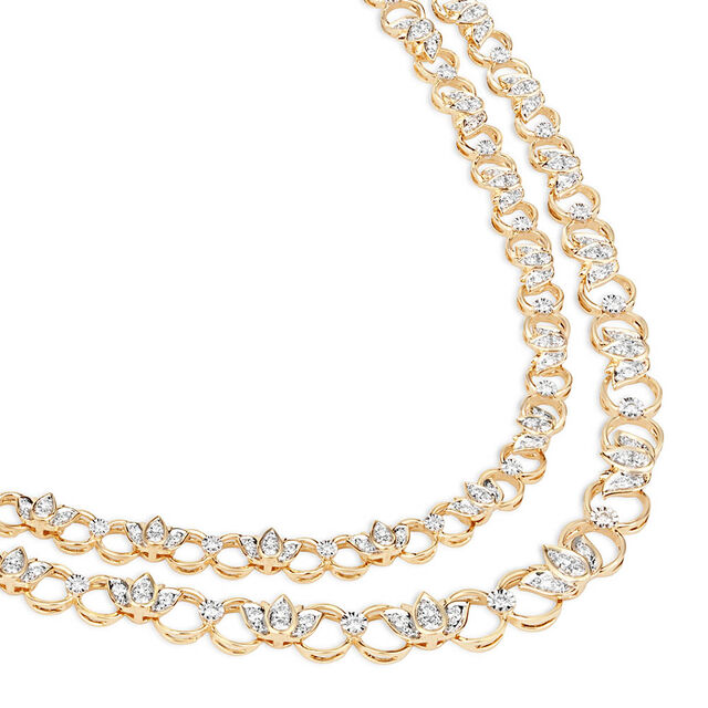 Tanishq 18KT Lotus Border Cascade Set for Women 3