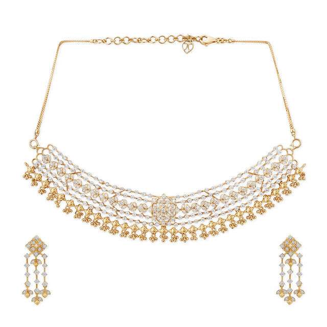 Tanishq 18KT Diamond Crescendo Necklace Set 