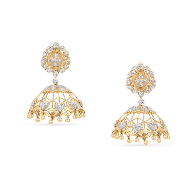 Tanishq 18KT Kasu Bloom Jhumka for Women 