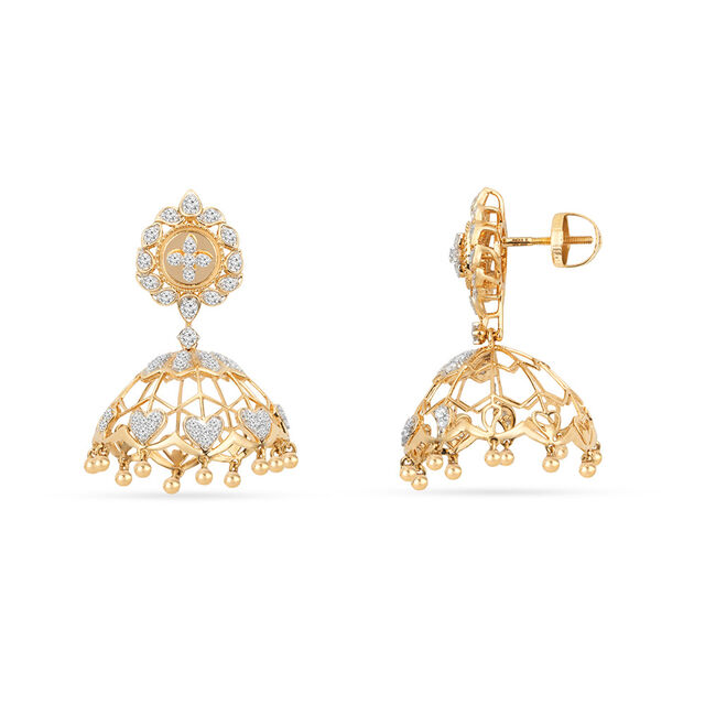 Tanishq 18KT Kasu Bloom Jhumka for Women 2