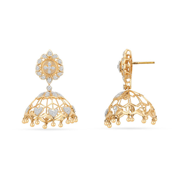 Tanishq 18KT Kasu Bloom Jhumka for Women 3