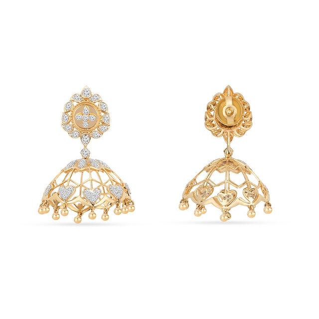Tanishq 18KT Kasu Bloom Jhumka for Women 4
