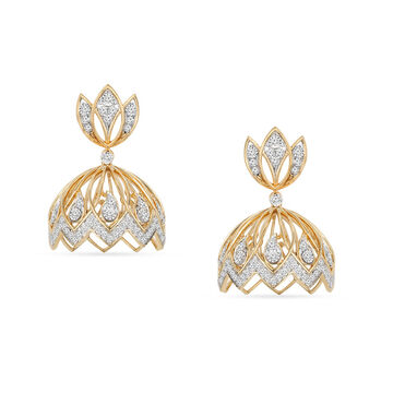 Tanishq 18KT Lotus Cascade Jhumka for Women