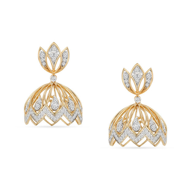 Tanishq 18KT Lotus Cascade Jhumka for Women 