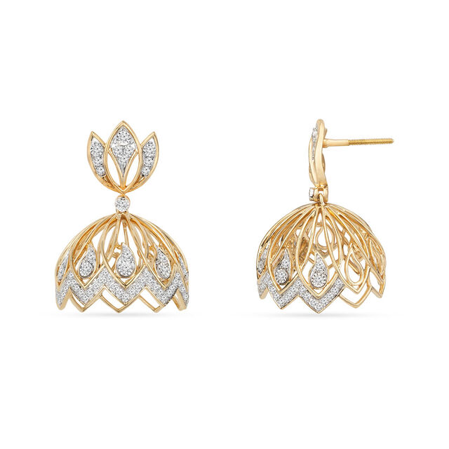Tanishq 18KT Lotus Cascade Jhumka for Women 3