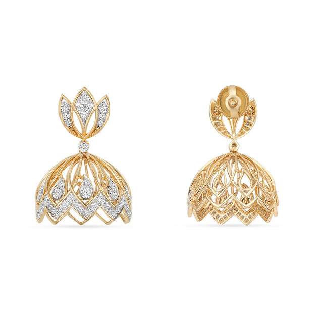 Tanishq 18KT Lotus Cascade Jhumka for Women 4